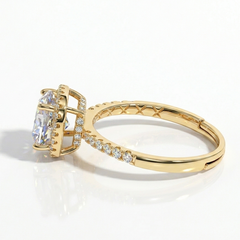 Alluring Squircle Solitaire Gold Ring.