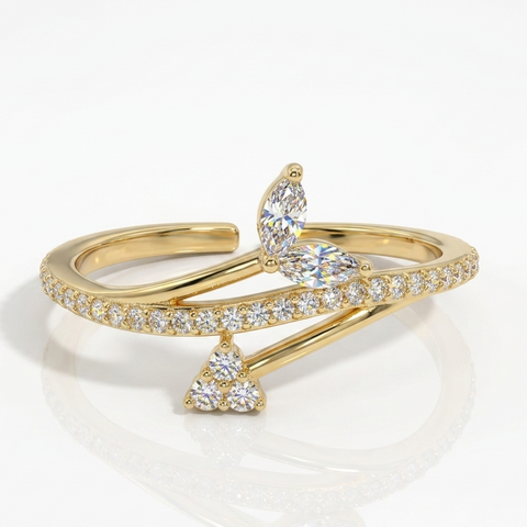Tantalizing Leafy Love CZ Ring.