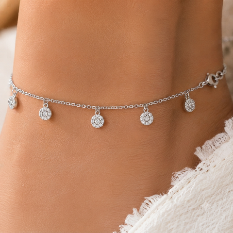 Flowery Drop CZ Anklet