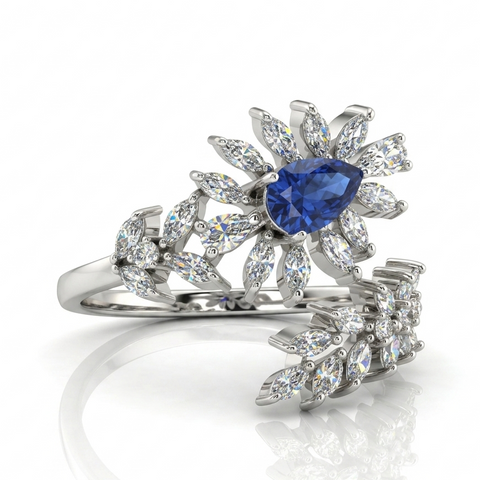 Charming Leaf Sapphire Ring.