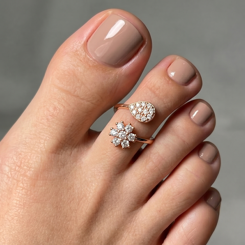 Florid Drop Rose Gold Toe Ring