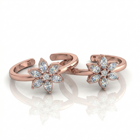 Pleasing Floral Rose Gold Toe Ring