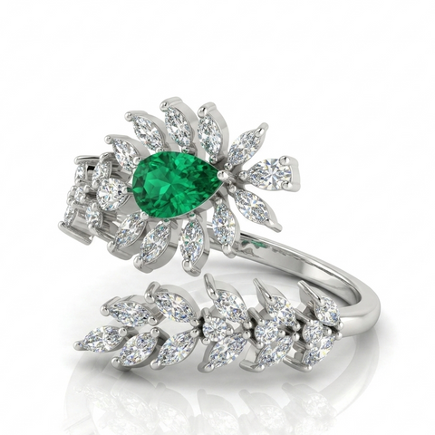 Alluring Leaf Emerald Ring.