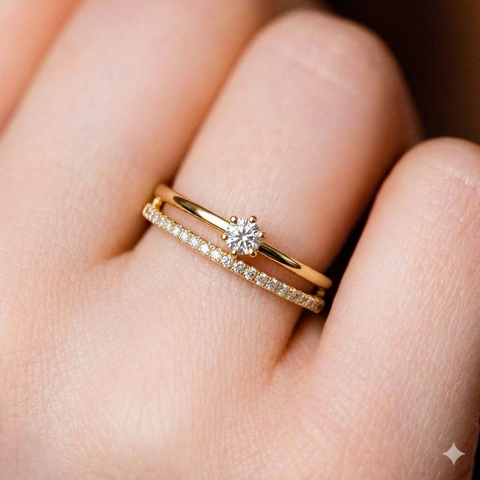 Luring Tiny Solitaire Layered Ring.