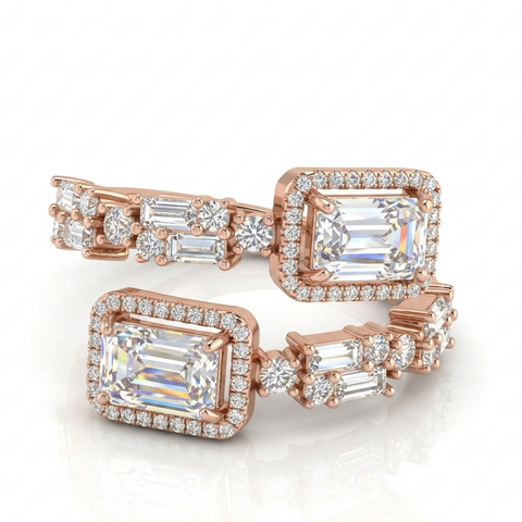 Dual Square Solitaire Rose Gold Ring.