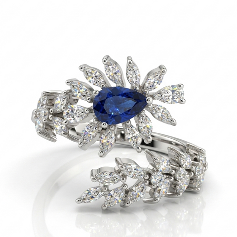 Charming Leaf Sapphire Ring.