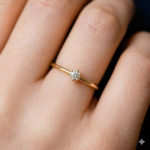Radiant Tiny Solitaire Ring.