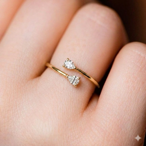 Charming Dual Waterdrop Ring.