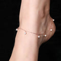 Gleaming Spherical Drop CZ Rose Gold Anklet - KORE JEWELS 
