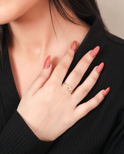 Golden Timeless Beauty CZ Ring. - KORE JEWELS 
