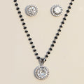 Halo Round Earrings & Mangalsutra Set. - KORE JEWELS 