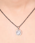 Halo Squircle Earrings & Mangalsutra Set. - KORE JEWELS 