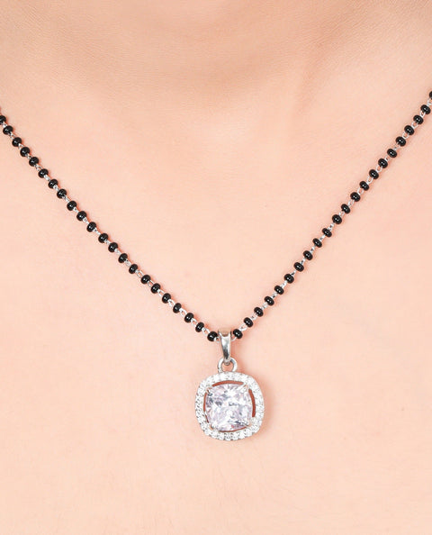 Halo Squircle Earrings & Mangalsutra Set. - KORE JEWELS 
