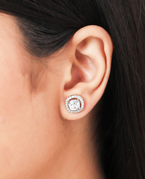 Halo Squircle Earrings & Mangalsutra Set. - KORE JEWELS 
