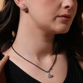 Halo Triangle Earrings & Mangalsutra Set. - KORE JEWELS 
