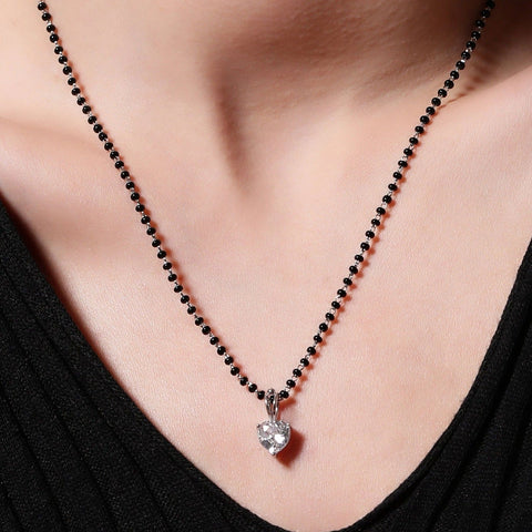 Heart Solitaire Zirconia Mangalsutra. - KORE JEWELS 