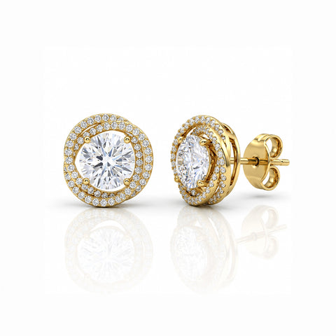 Helical Gem Gold Earrings