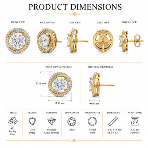 Helical Gem Gold Earrings