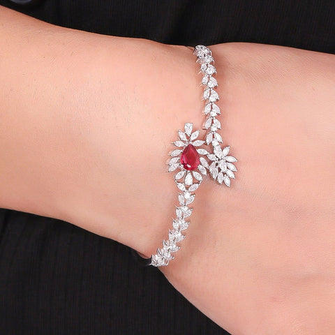 Leafy Ruby Ring and Kada Bracelet. - KORE JEWELS 