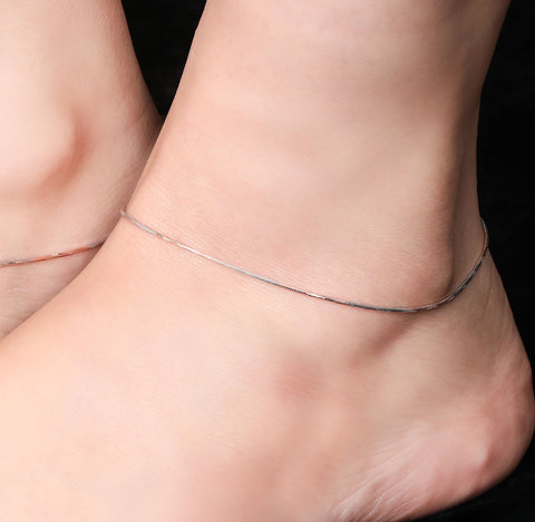 Luminous Snake Chain Dual Tone Anklet - KORE JEWELS 