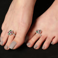 Multi-color Flower Toe Rings. - KORE JEWELS 