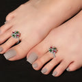 Multi-color Flower Toe Rings. - KORE JEWELS 