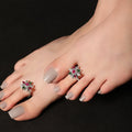 Multi-color Flower Toe Rings. - KORE JEWELS 