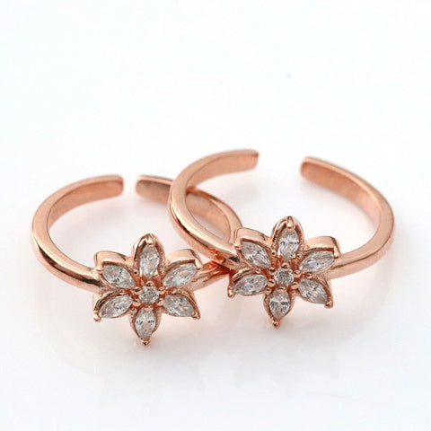 Pleasing Floral Rose Gold Toe Ring - KORE JEWELS 