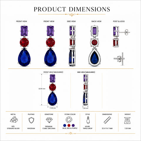 Azure Triple Drop Earings