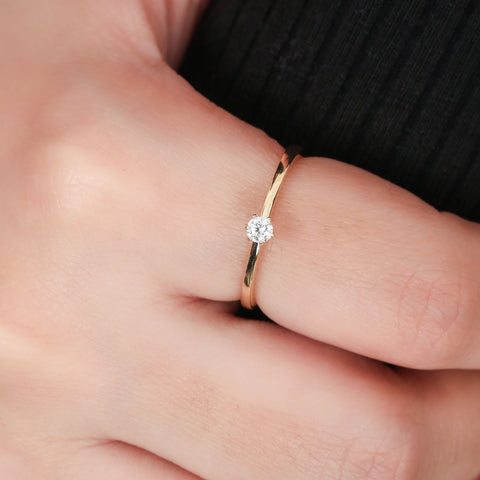 Radiant Tiny Solitaire Ring. - KORE JEWELS 