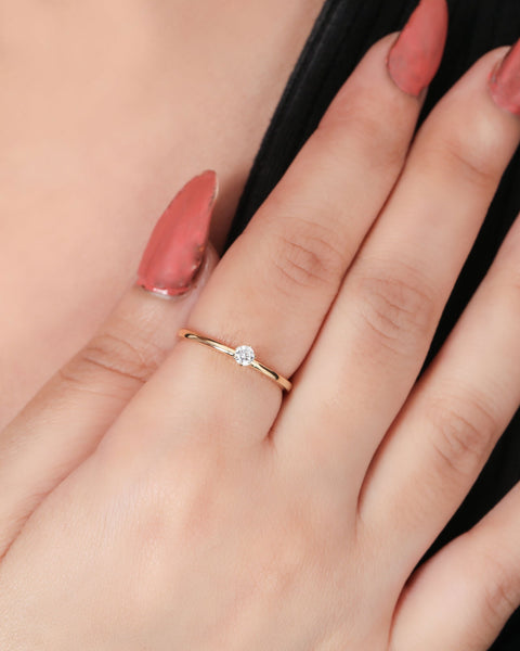 Radiant Tiny Solitaire Ring. - KORE JEWELS 