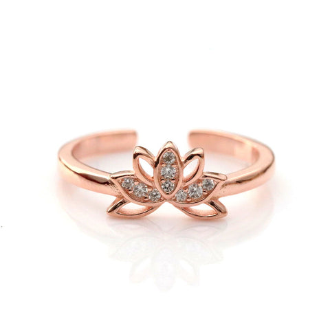 Ravishing Lotus Rose Gold Toe Ring - KORE JEWELS 