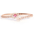 Rose Gold Ruby Kada Bracelet. - KORE JEWELS 