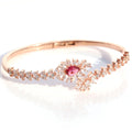 Rose Gold Ruby Kada Bracelet. - KORE JEWELS 