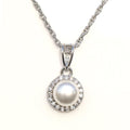 Round Zirconia and Freshwater Pearl Necklace - KORE JEWELS 