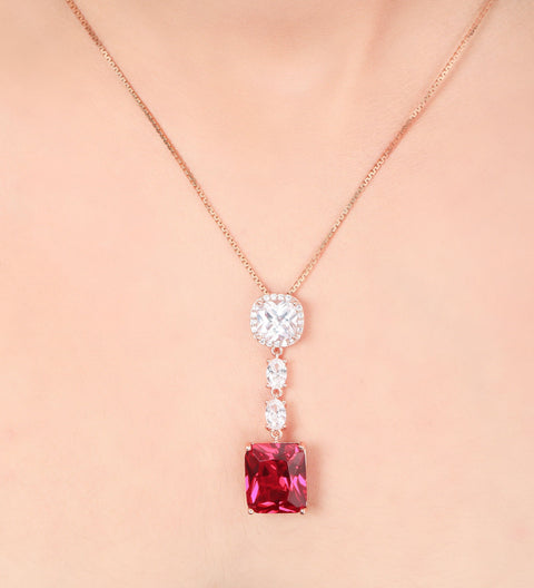 Ruby Drop Rose Gold Necklace - KORE JEWELS 