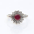 Ruby Red Solitaire Flower Toe Rings - KORE JEWELS 