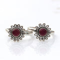 Ruby Red Solitaire Flower Toe Rings - KORE JEWELS 