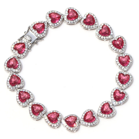 Ruby colored Heart Bracelet. - KORE JEWELS 