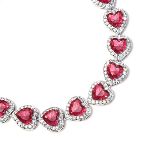 Ruby colored Heart Bracelet. - KORE JEWELS 