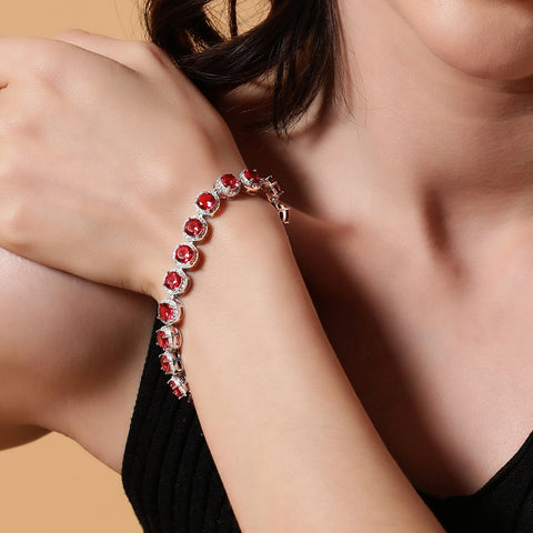 Ruby colored Round Bracelet - KORE JEWELS 