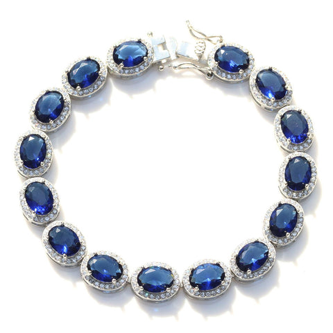 Sapphire colored Oval Bracelet. - KORE JEWELS 