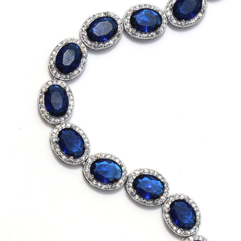 Sapphire colored Oval Bracelet. - KORE JEWELS 