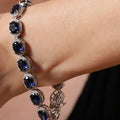 Sapphire colored Oval Bracelet. - KORE JEWELS 