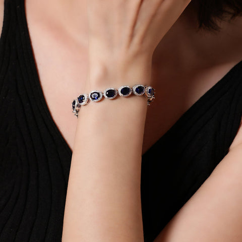 Sapphire colored Oval Bracelet. - KORE JEWELS 
