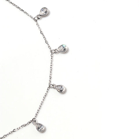 Satiny Tear Drop CZ Anklet - KORE JEWELS 