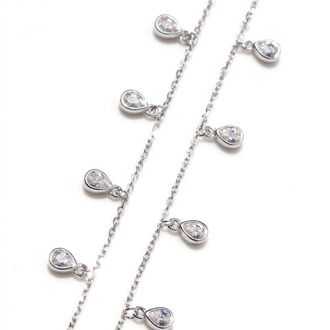 Satiny Tear Drop CZ Anklet - KORE JEWELS 