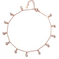 Satiny Tear Drop CZ Rosegold Anklet - KORE JEWELS 