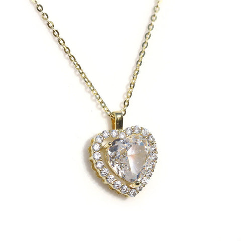 Single Halo Heart Necklace - KORE JEWELS 