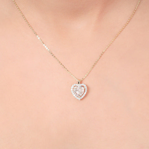 Single Halo Heart Necklace - KORE JEWELS 